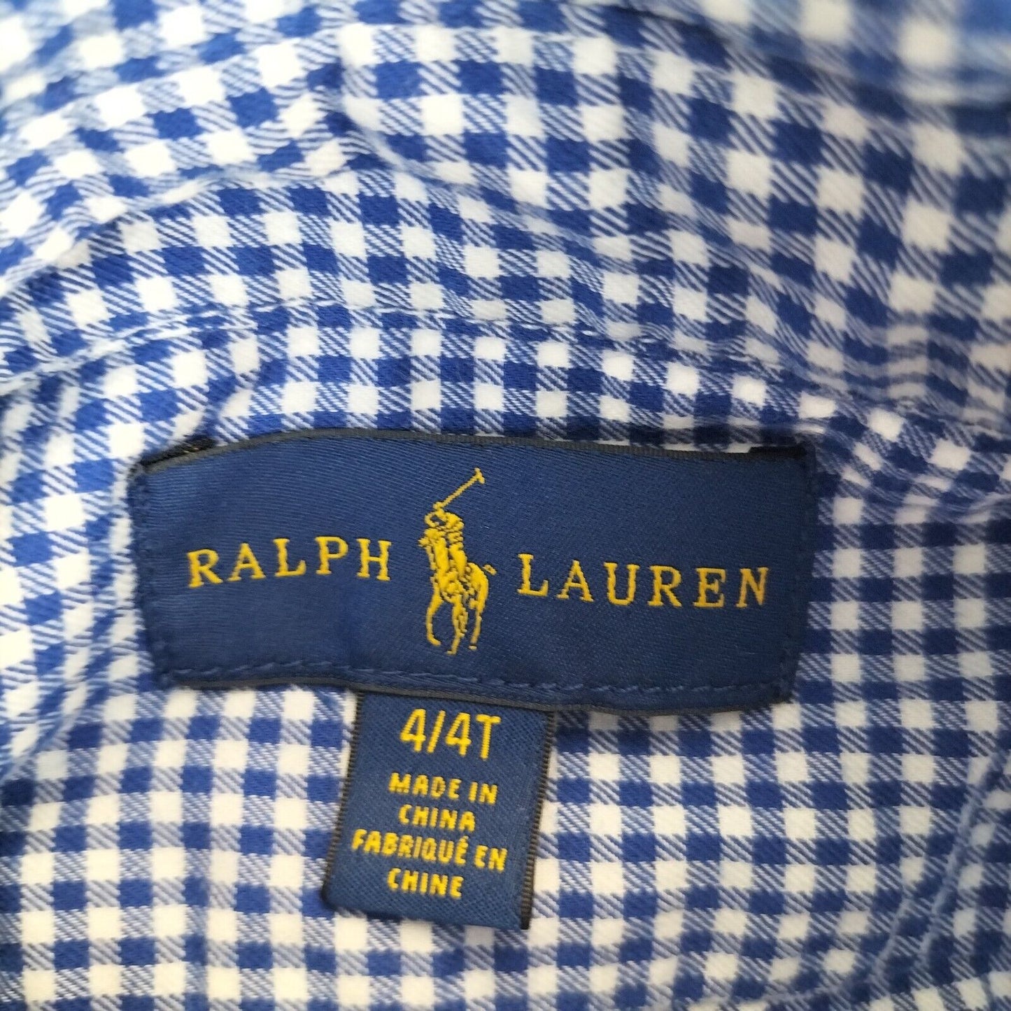 Ralph Lauren Boys Blue Cotton Check Long Sleeves Button-Down Shirt Size 4 Years