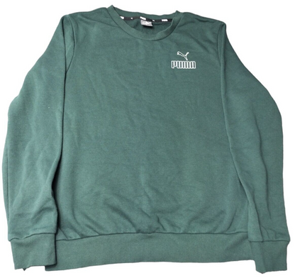 PUMA Mens Green Cotton Crew Neck Long Sleeve Logo Pullover Sweatshirt Size M