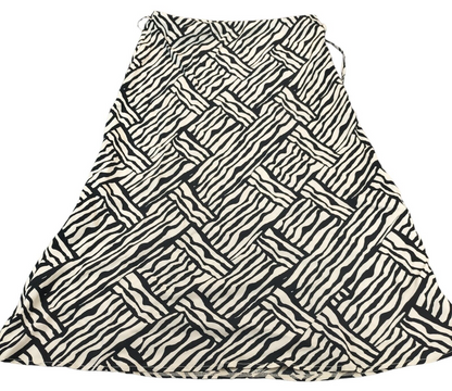 Marks & Spencer Women Black/White Viscose Geometric Pull On A-Line Skirt Size 12