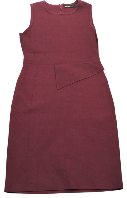 Karen Millen Womens Maroon Round Neck Back Zip Sleeveless Bodycon Dress Size S