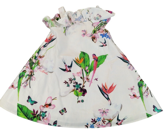 Ted Baker Baby Girls White Floral Ruffled One Shoulder A-Line Dress 12-18 Months