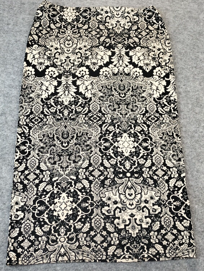 Dorothy Perkins Womens Black/White Paisley Elastic Waist Long Maxi Skirt Size 10