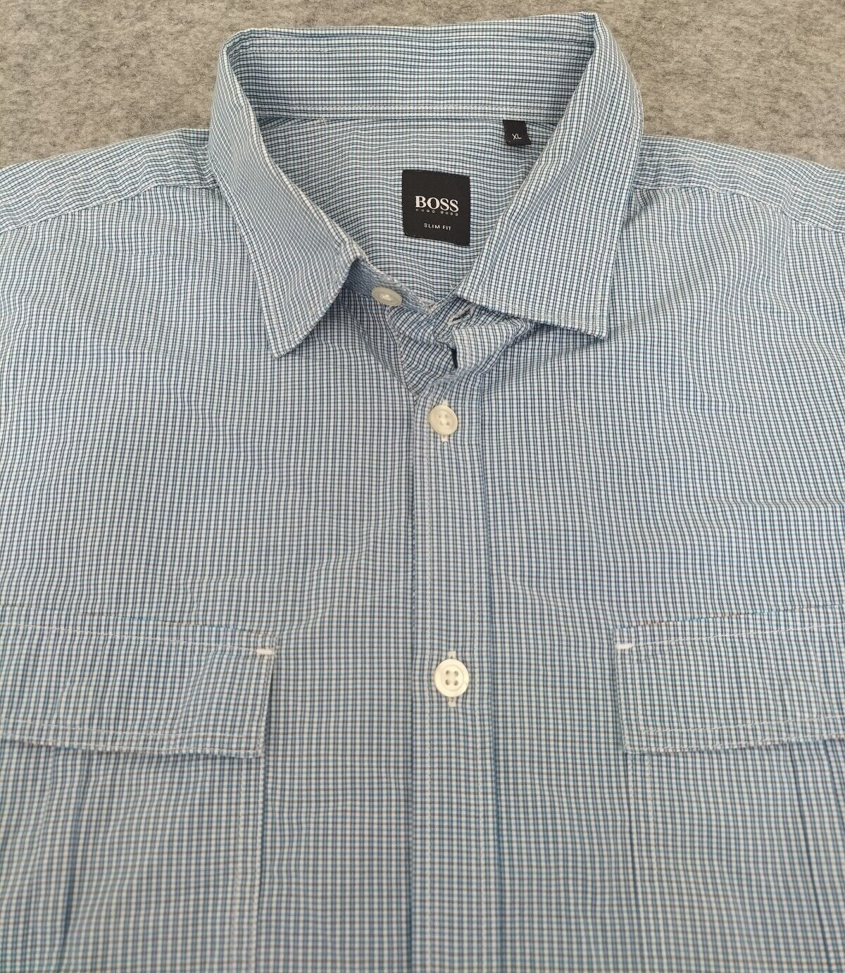 HUGO BOSS Mens Blue Slim Fit Long Sleeve Casual Button Up Shirt XL