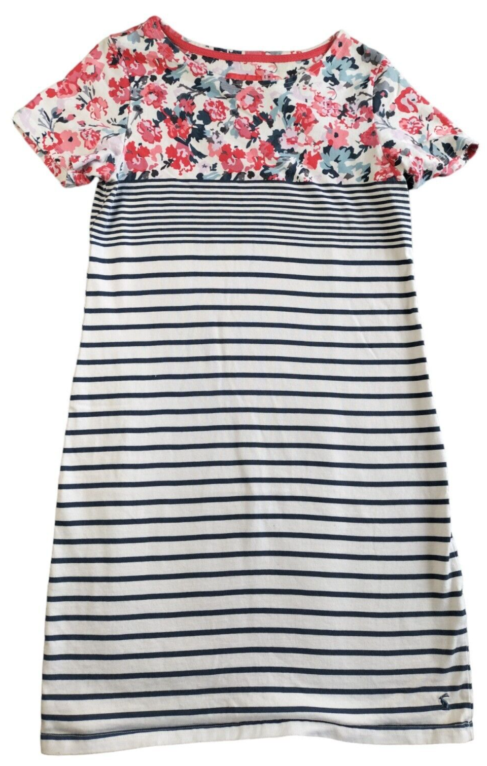 Joules Womens Blue/White Striped Floral Short Sleeve Riviera Dress Size UK 12