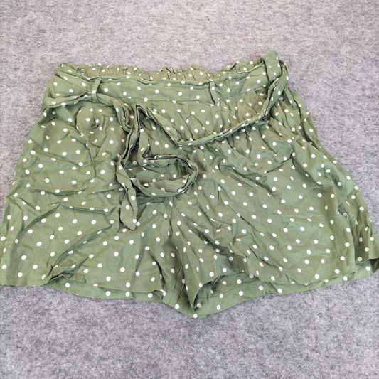 Peacocks Womens Green Dotted Lace Up Viscose Pullover Shorts Size 12