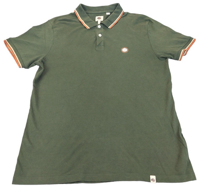 Pretty Green Mens Green Cotton  Logo Buttons Short Sleeves Polo T-Shirt Size S