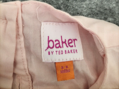 Ted Baker Baby Girls Pink Short Sleeve Back Button Flare Dress Size 3-6 Months