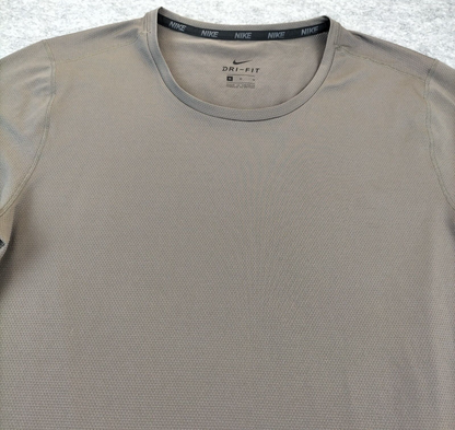 Nike Dri-Fit Mens Brown Round Neck Logo Short Sleeve Activewear T-Shirt Size M