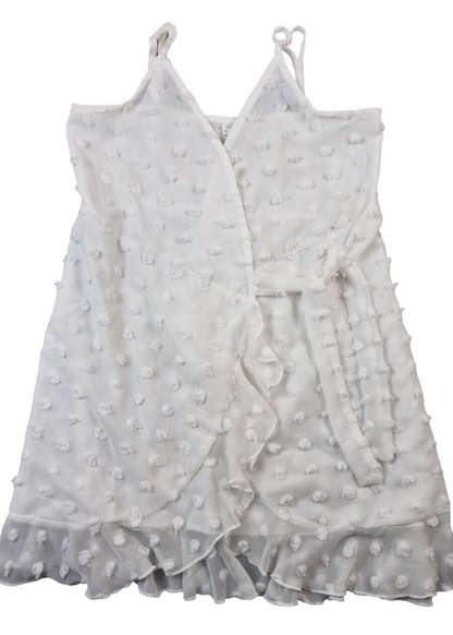 SheIn Girls White Ruffle Hem Wrap Belted Slip Tiered Cami Dress Size 11-12 Years