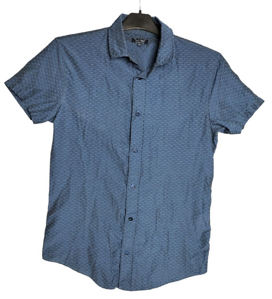 Armani Jeans Men's Blue Cotton Stretch Short Sleeve Button Up Shirt Size Medium