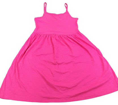 George Girls Pink Cotton Square Neck Spaghetti Sleeve Fit & Flare Dress 9-10 Yrs