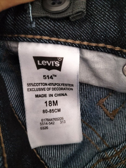 Levi's 514 Toddler Black Cotton Straight Fit Wide Leg Denim Jeans Size 18 Months