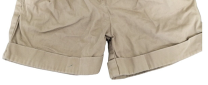 Monsoon Girls Beige Cotton Slash Pockets Pleated Flip Cuff Shorts Size 6-7 Years