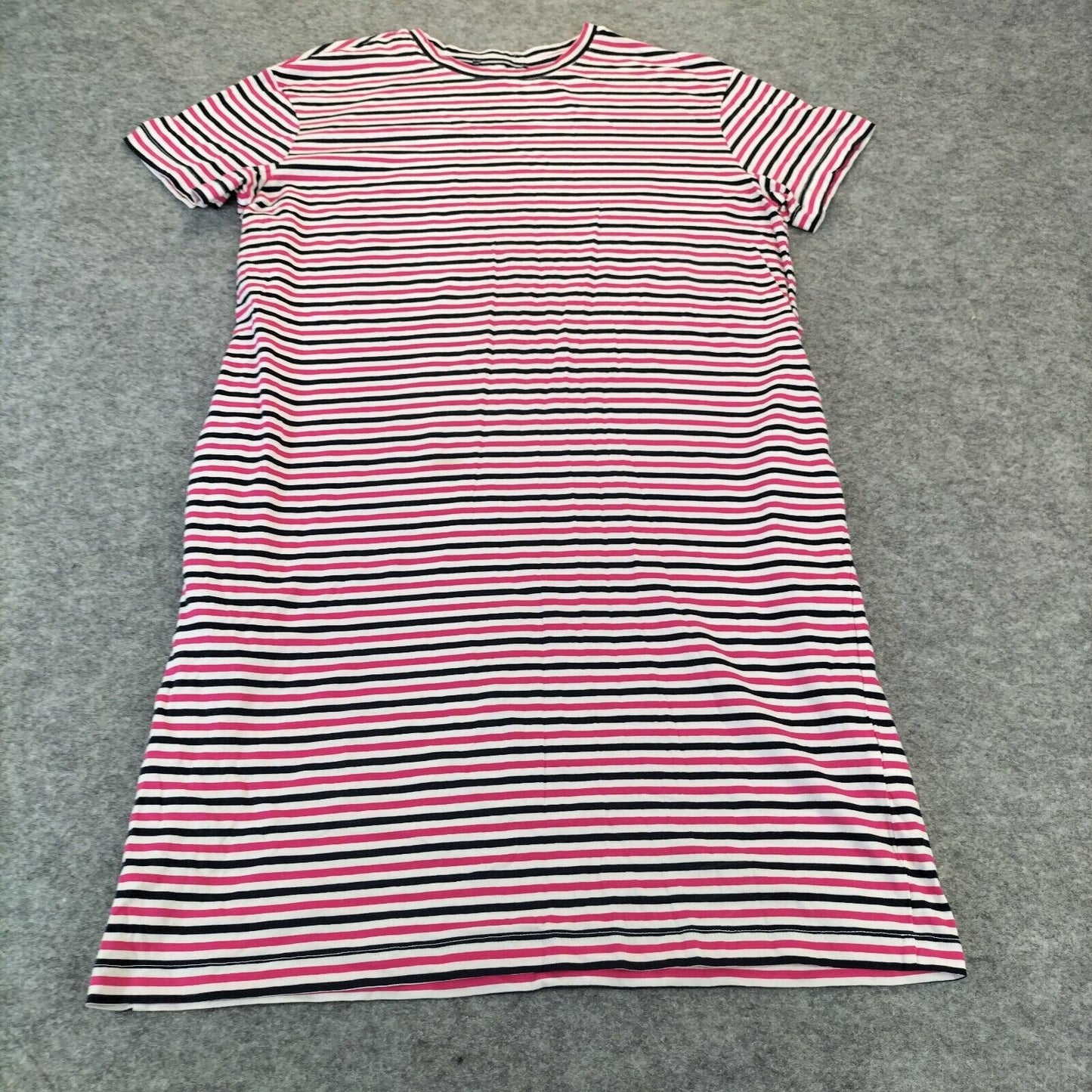 M&S Womens Red Short Sleeve Pocket Crew Neck Cotton Holiday Dress Size 10