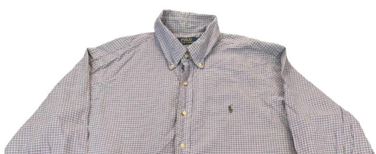 Polo Ralph Lauren Mens Purple Houndstooth Long Sleeves Button Down Shirt Size XL