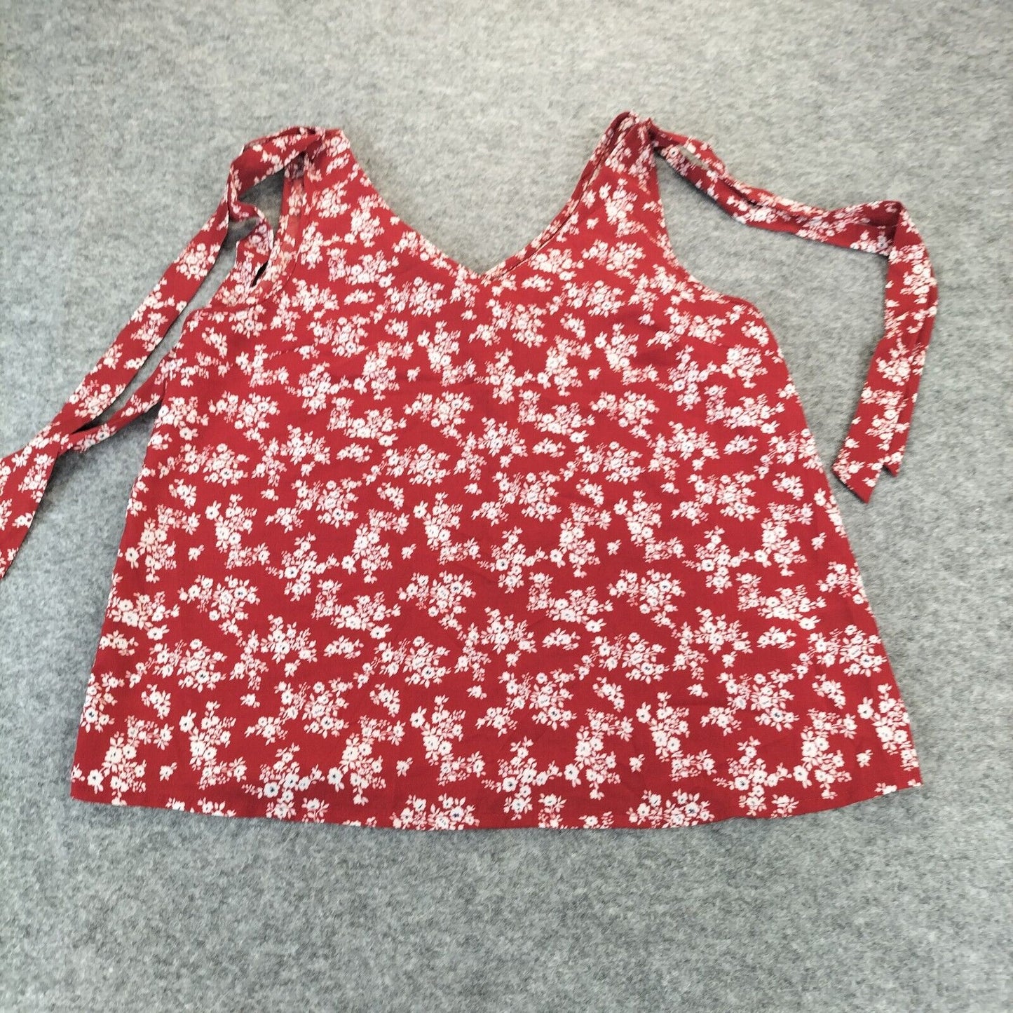 Shein Womens Red Sleeveless Straps V-Neck Floral Print Polyester Top Size M