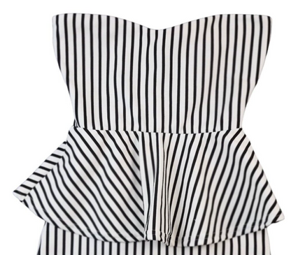 Evita Womens Black/White Polyester Striped Off the Shoulder Peplum Dress Size 10