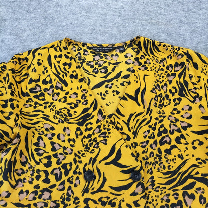 Dorothy Perkins Womens Yellow V-Neck Short Sleeve Blouse Tops Blouse Size 10