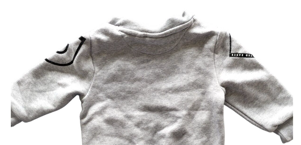 Ted Baker Boys Grey Zip Pockets Long Sleeve Pullover Sweatshirt Size 6-9 Months