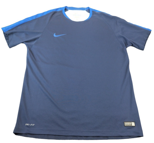 Nike Dri-Fit Mens Blue Logo Short Sleeves Authentic Football T-Shirt Size Large