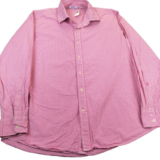 Boden Mens Pink White Checked Cotton Long Sleeves Casual Button Up Shirt Size 17