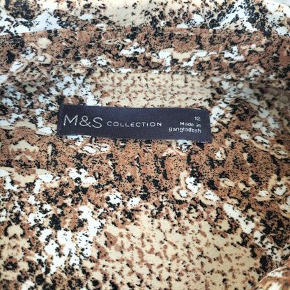 Marks and Spencer Womens Brown Animal Print Collared Long Sleeve Tunic Top Sz 14