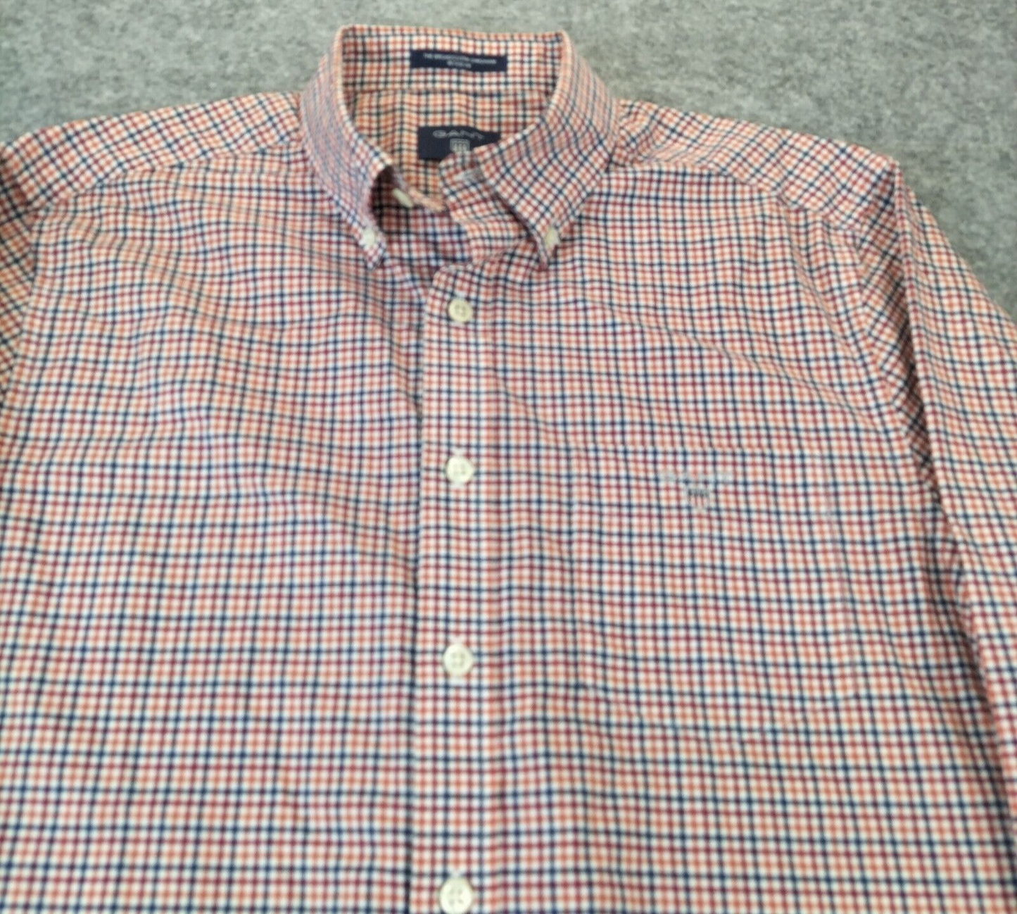 GANT Mens Red Check Long Sleeves Regular Fit Button Down Shirt Size Small