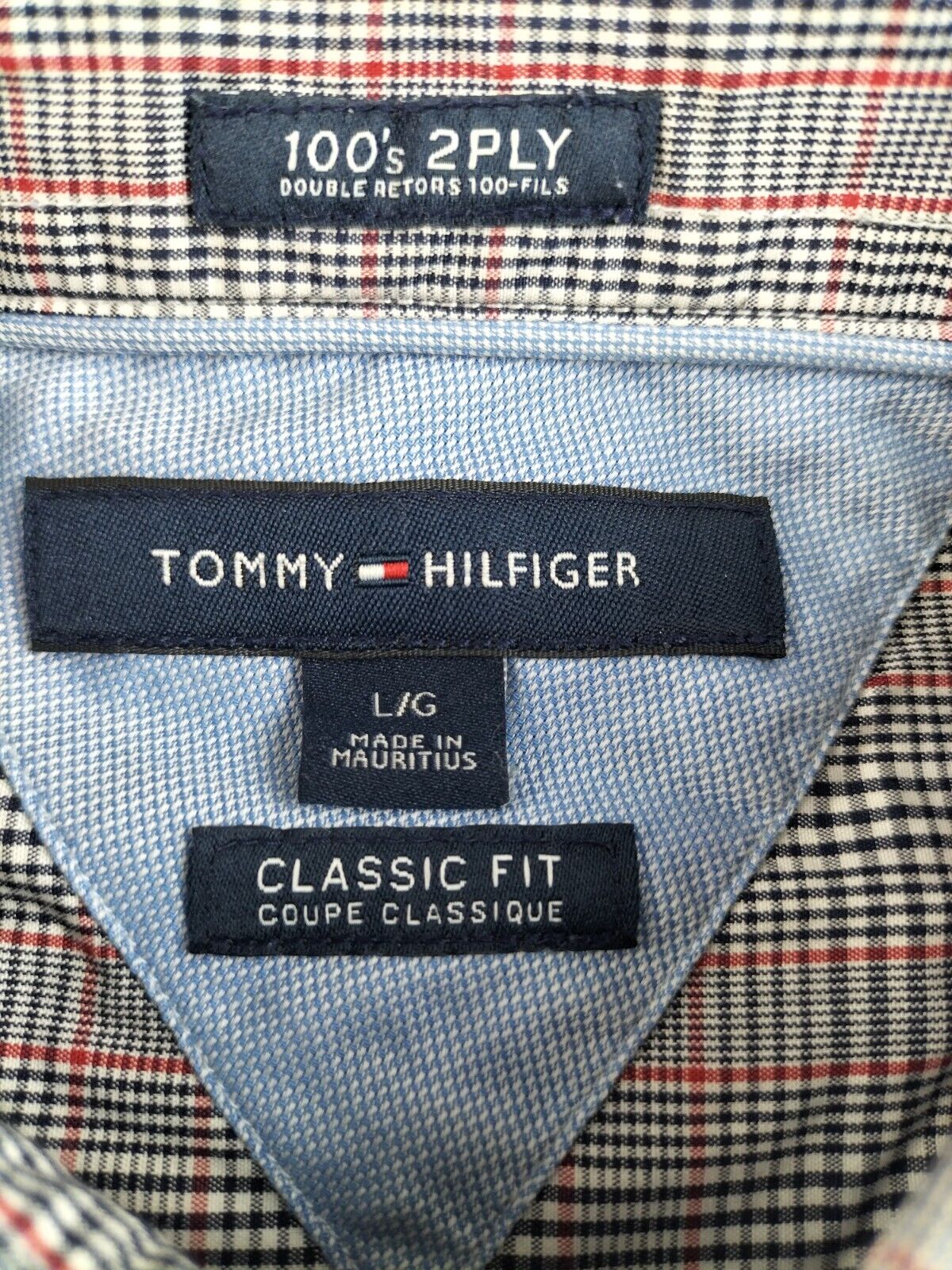 Tommy Hilfiger Mens Gray Multicoloured Classic Fit Long Sleeve Shirt Size L