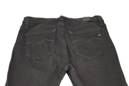 Replay Womens Black Ripped Pockets Zip Fly Stretch Mid Rise Skinny Jeans Sz 24W