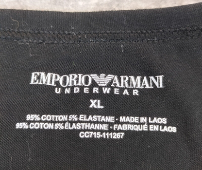 Emporio Armani Mens Black Cotton Crew Neck Short Sleeve Pullover T-Shirt Size XL