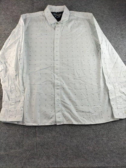 Ted Baker London Mens White Cotton Dots Regular Fit Long Sleeve Button Up Size 5