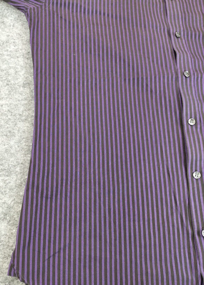 Ted Baker Mens Purple Cotton Striped Long Sleeve Casual Button-Up Shirt Sz 16.5