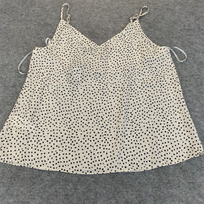 Primark Womens White Dotted Straps V-Neck Pullover Camisole Tops Size 16