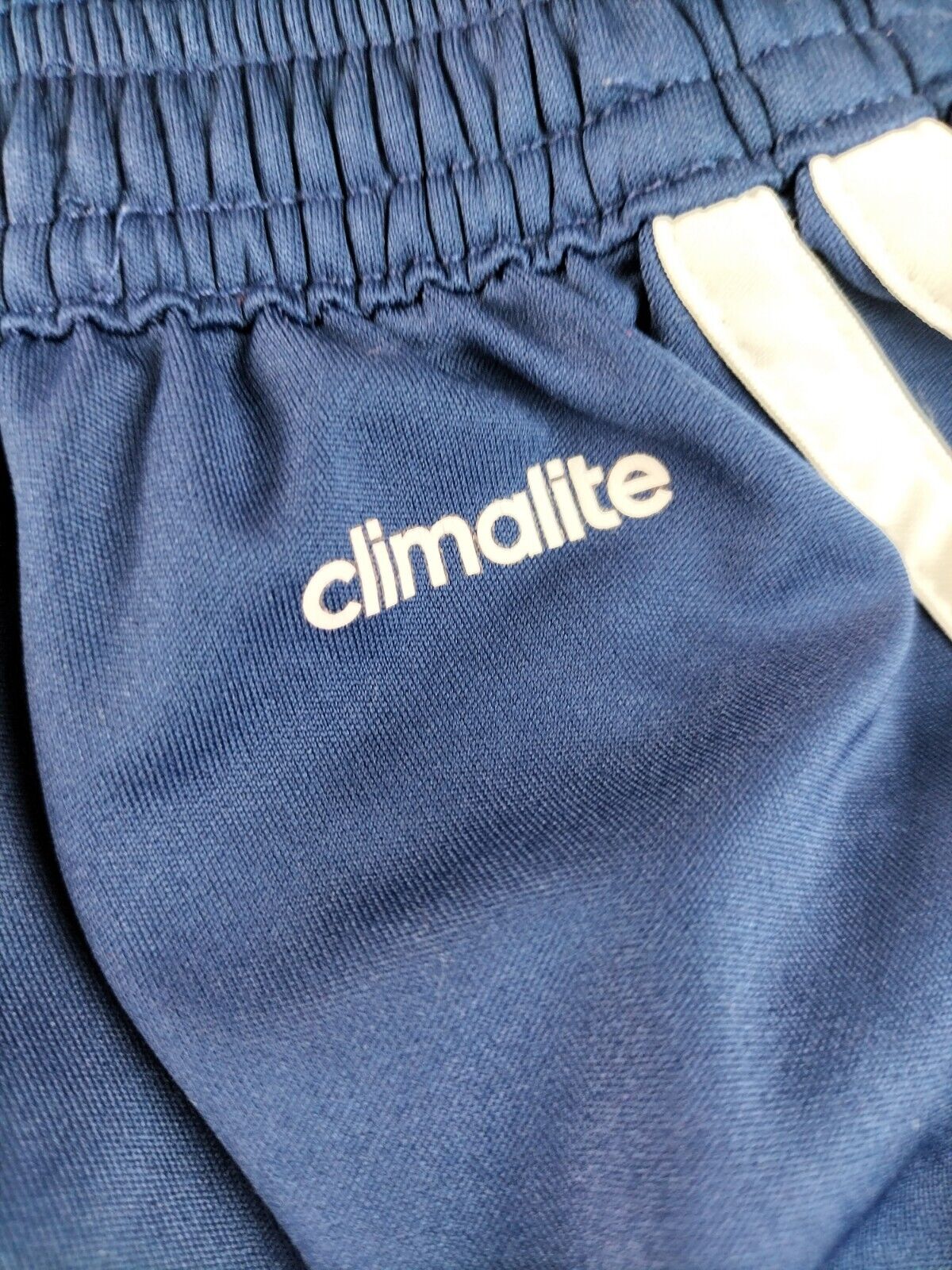 adidas Climalite Mens Blue/White Polyester 3 Stripes Logo Fitness Shorts Size S