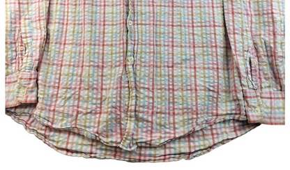 Boden Mens Red Multicoloured Plaid Cotton Regular Fit Stretch Button Up Shirt Sz XL