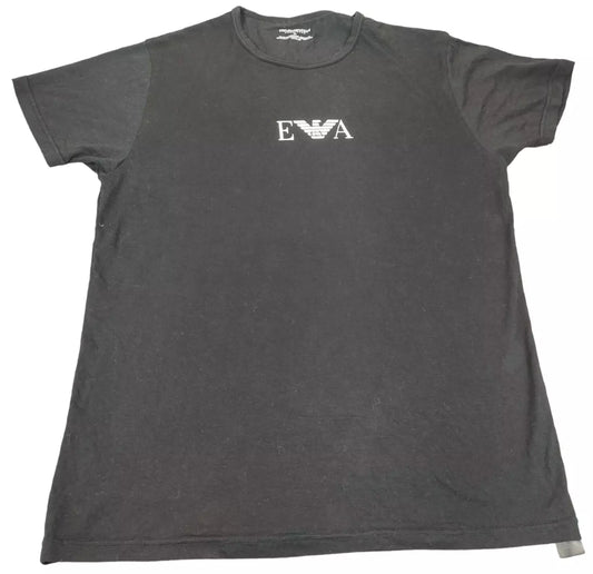 Emporio Armani Mens Black Cotton Crew Neck Short Sleeve Pullover T-Shirt Size XL